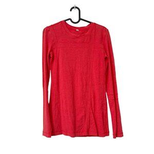 Lululemon Coral Red Lightweight Athletic Long Sleeve Top Womens Size 4